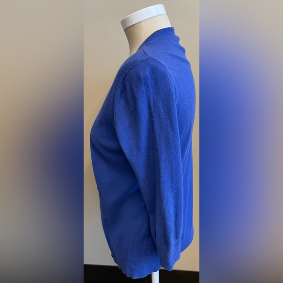 Gap royal blue button up 100% Cotton vneck 3/4 sleeve cardigan womens size Small - Picture 4 of 10